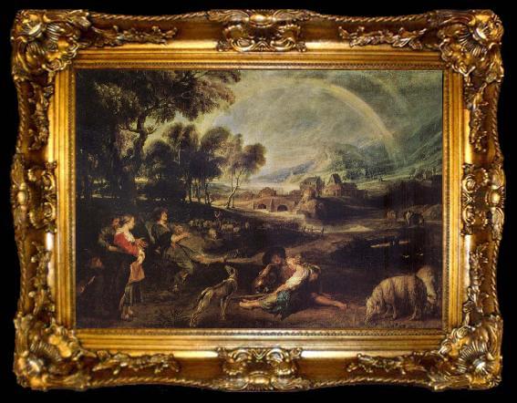 framed  Peter Paul Rubens Landscape iwth a Rainbow, ta009-2